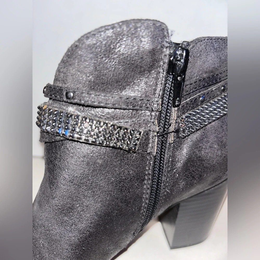 Rampage Women's Meera Peep Toe Rhinestone Glitz Buckle Strap Ankle Bootie 7 1/2M